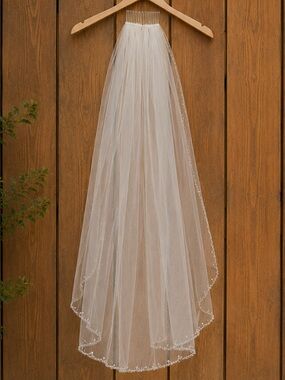 Ivory Bridal Veil with Beaded Edge - Women Dresses